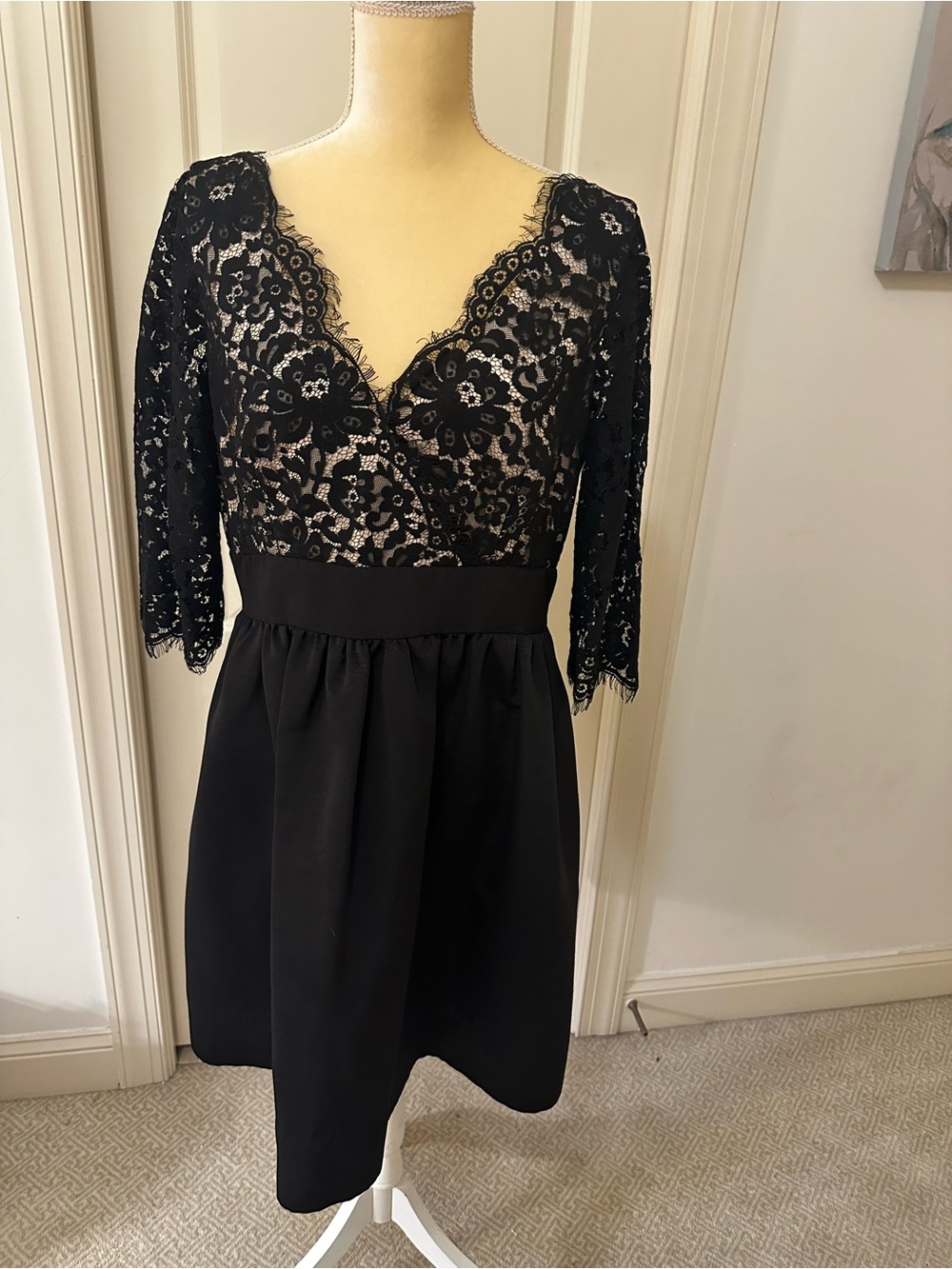 Eliza J.  Black Lace V-Neck Cocktail Dress 14